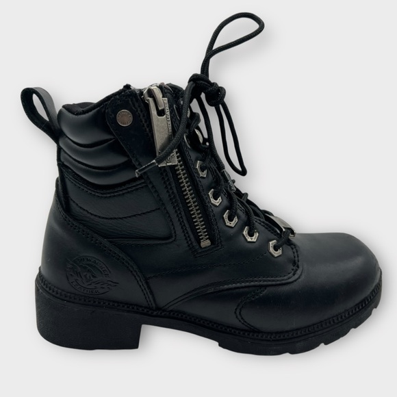 Milwaukee Leather Women's Size 6 Black Moto Boots with Side Zipper‎ - MBL9320 - Picture 1 of 7